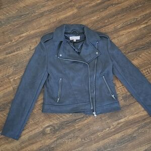 Philosophy Moto Jacket Faux Suede XS Gray Women's Zipper Pockets
